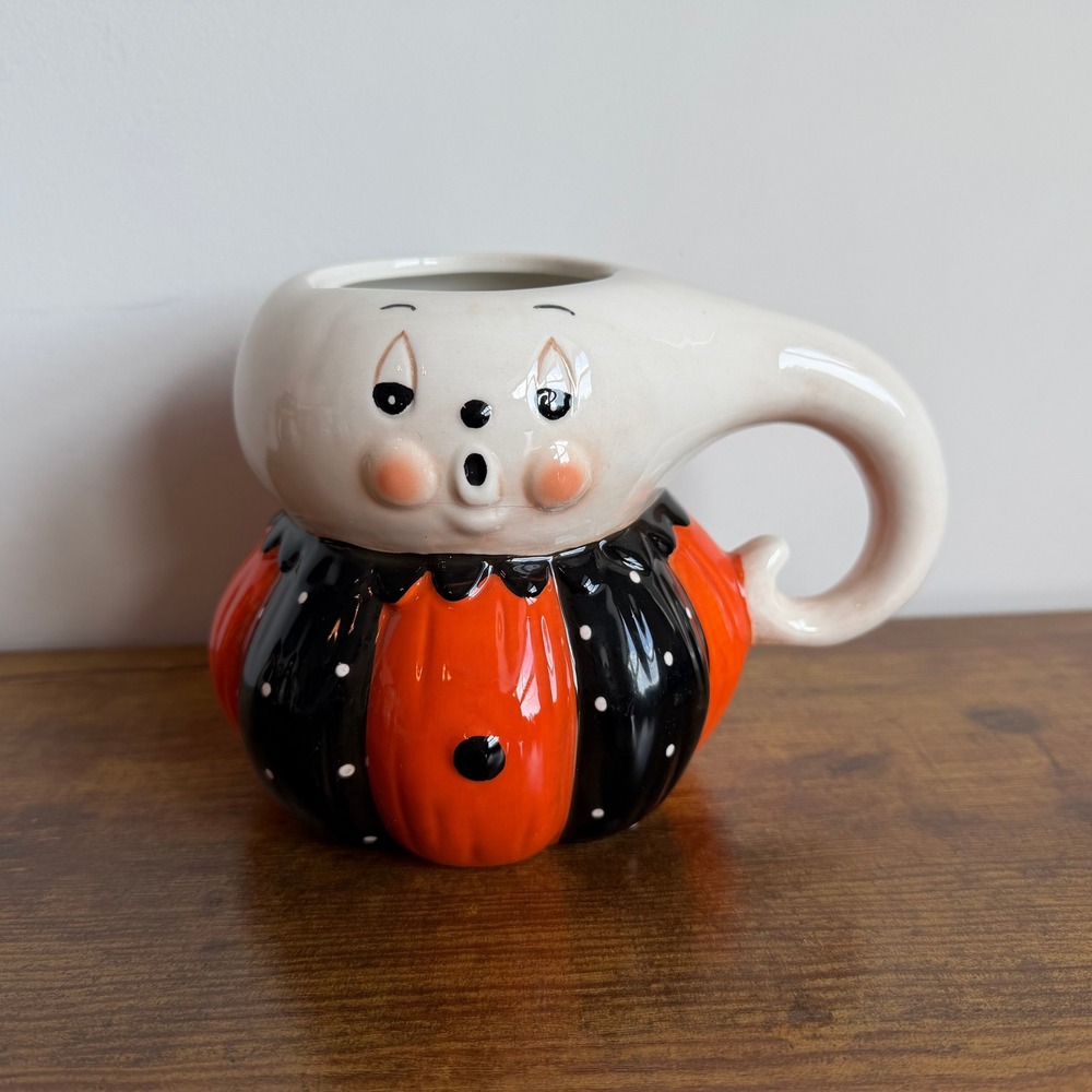 Johanna Parker Ceramic Mug Halloween Gus Ghost Black Orange Pumpkin Cup Cute